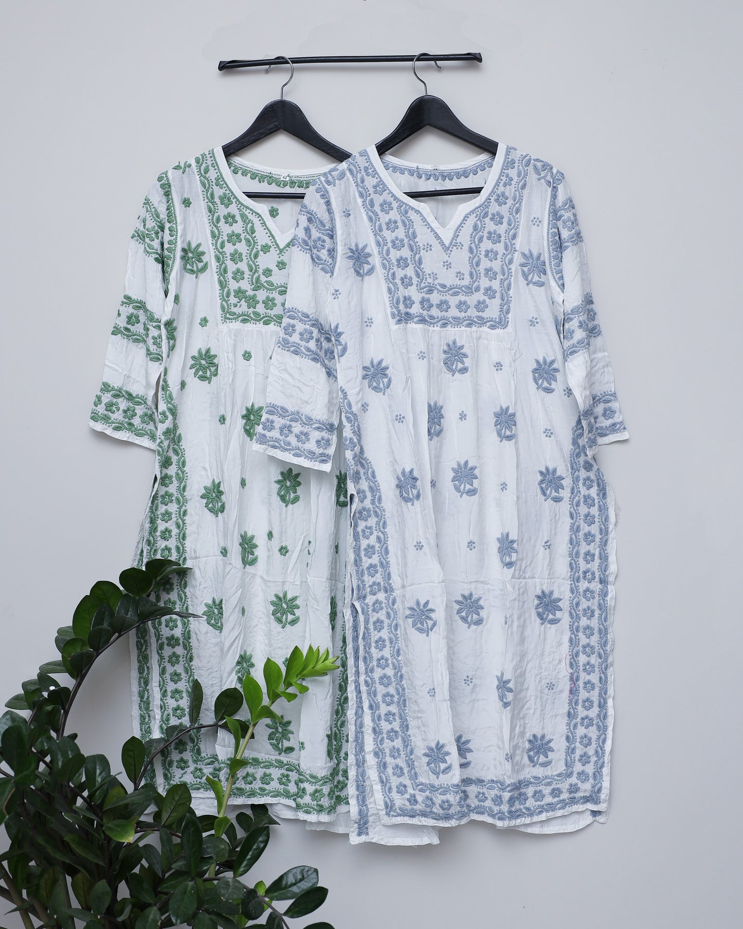 Ink Blue chikankari work on white