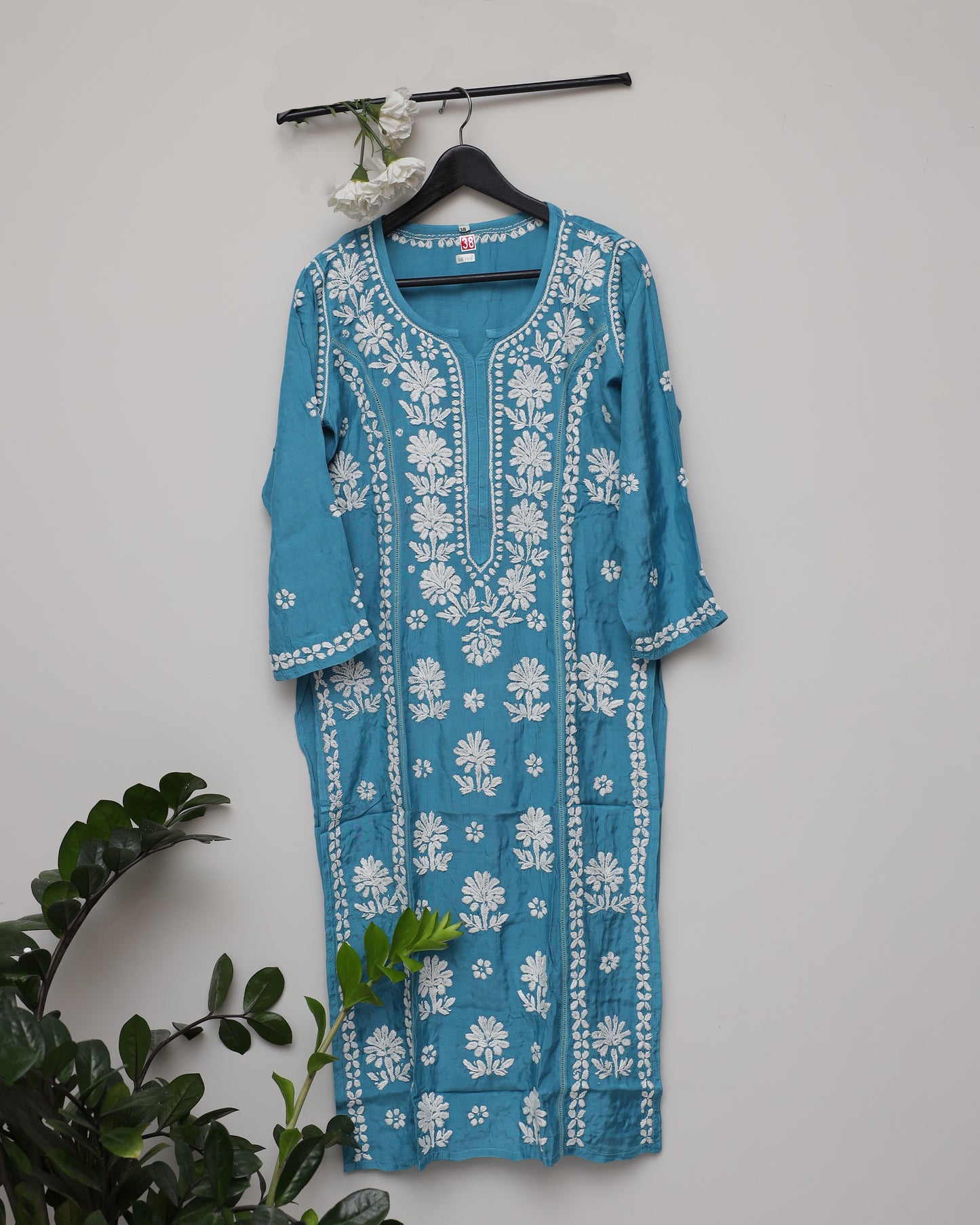 Handwork Chicknkari straight panel work kurti