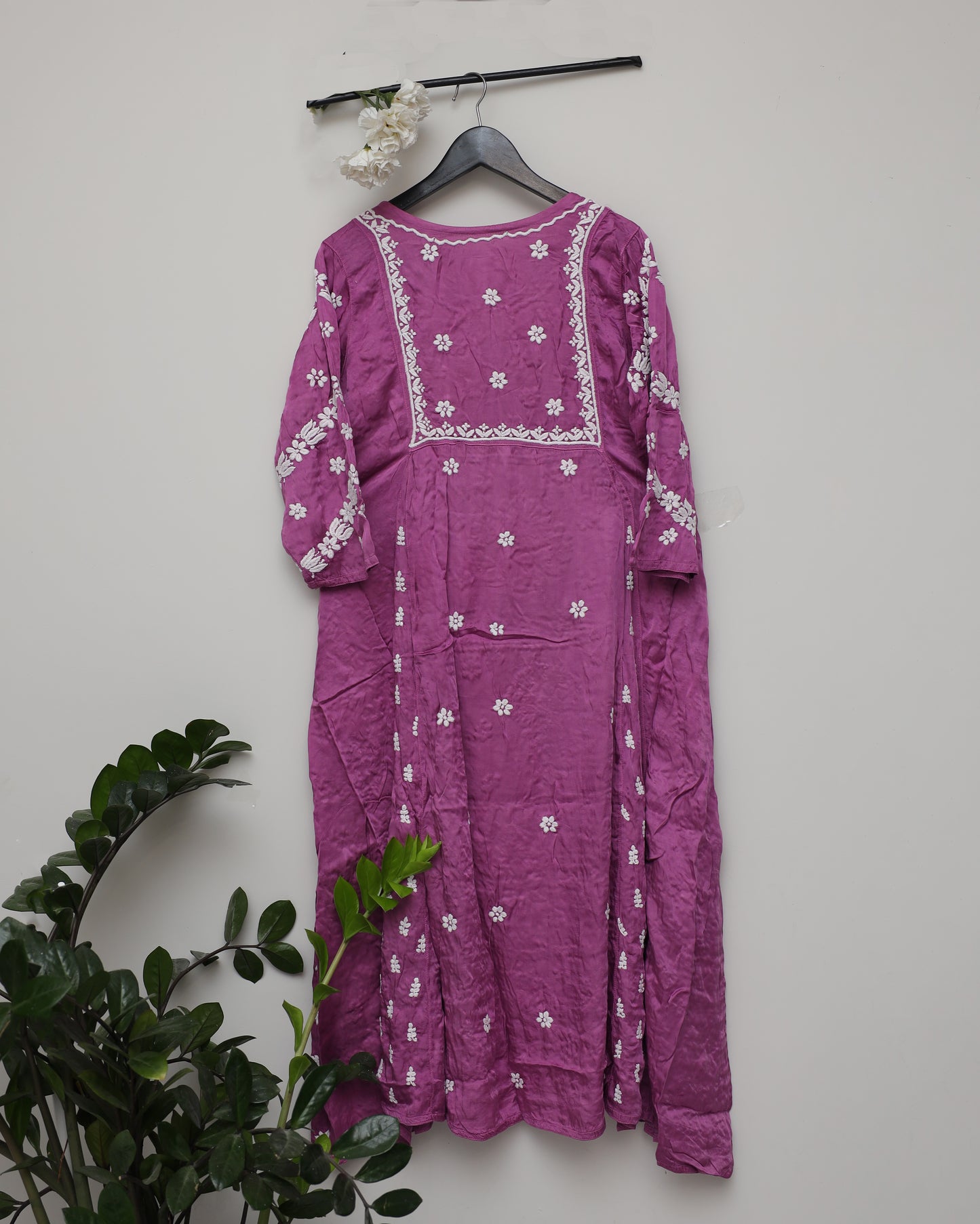Mughal Style Kurti with full panel chikankari kurti hand made in Lukhnow