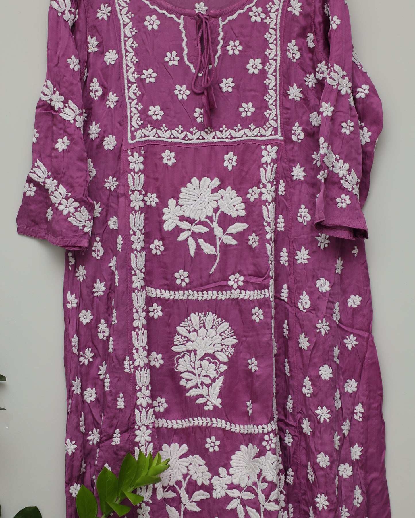 Mughal Style Kurti with full panel chikankari kurti hand made in Lukhnow