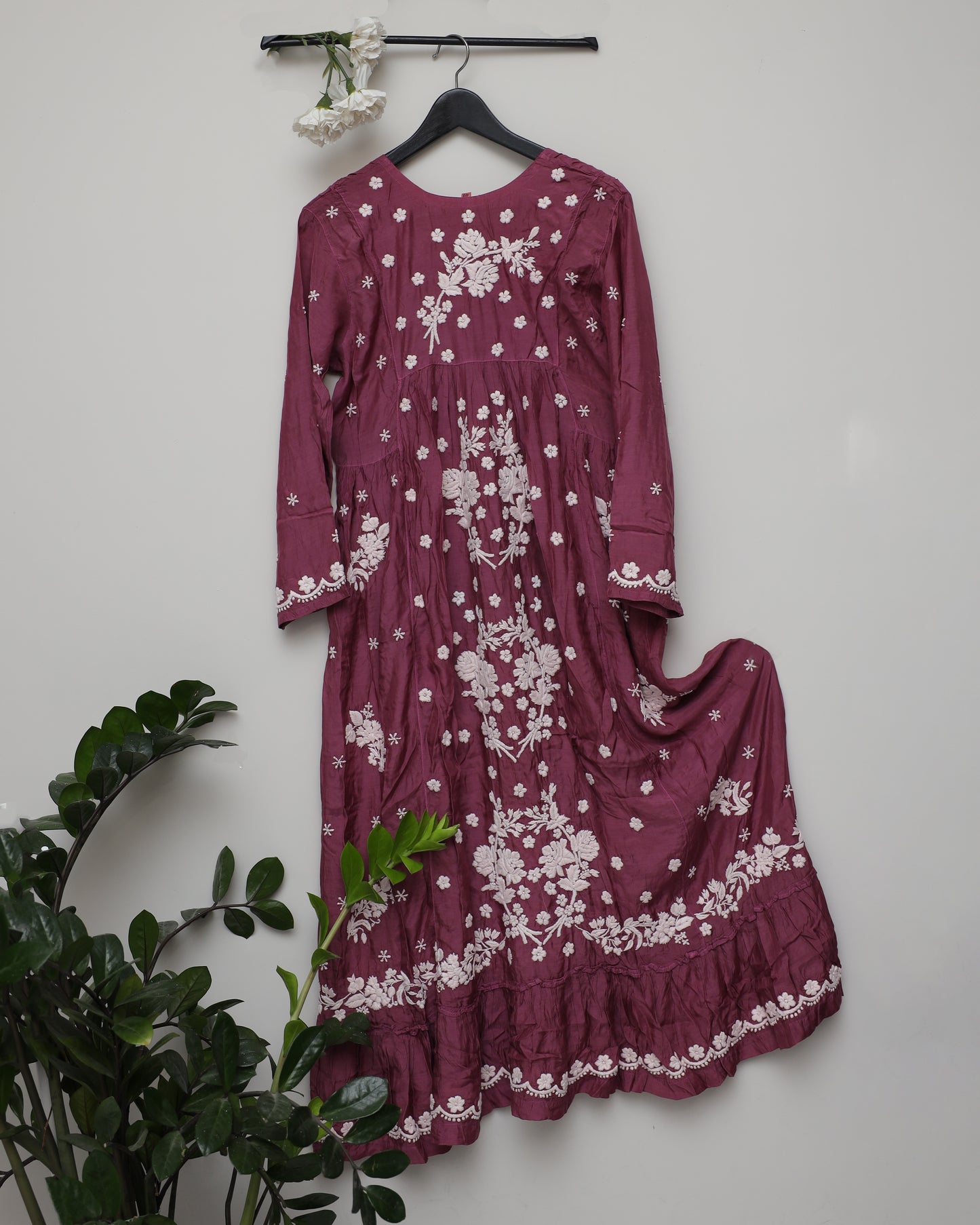 Seemless work Front & Back gown style kurti with frill bottom