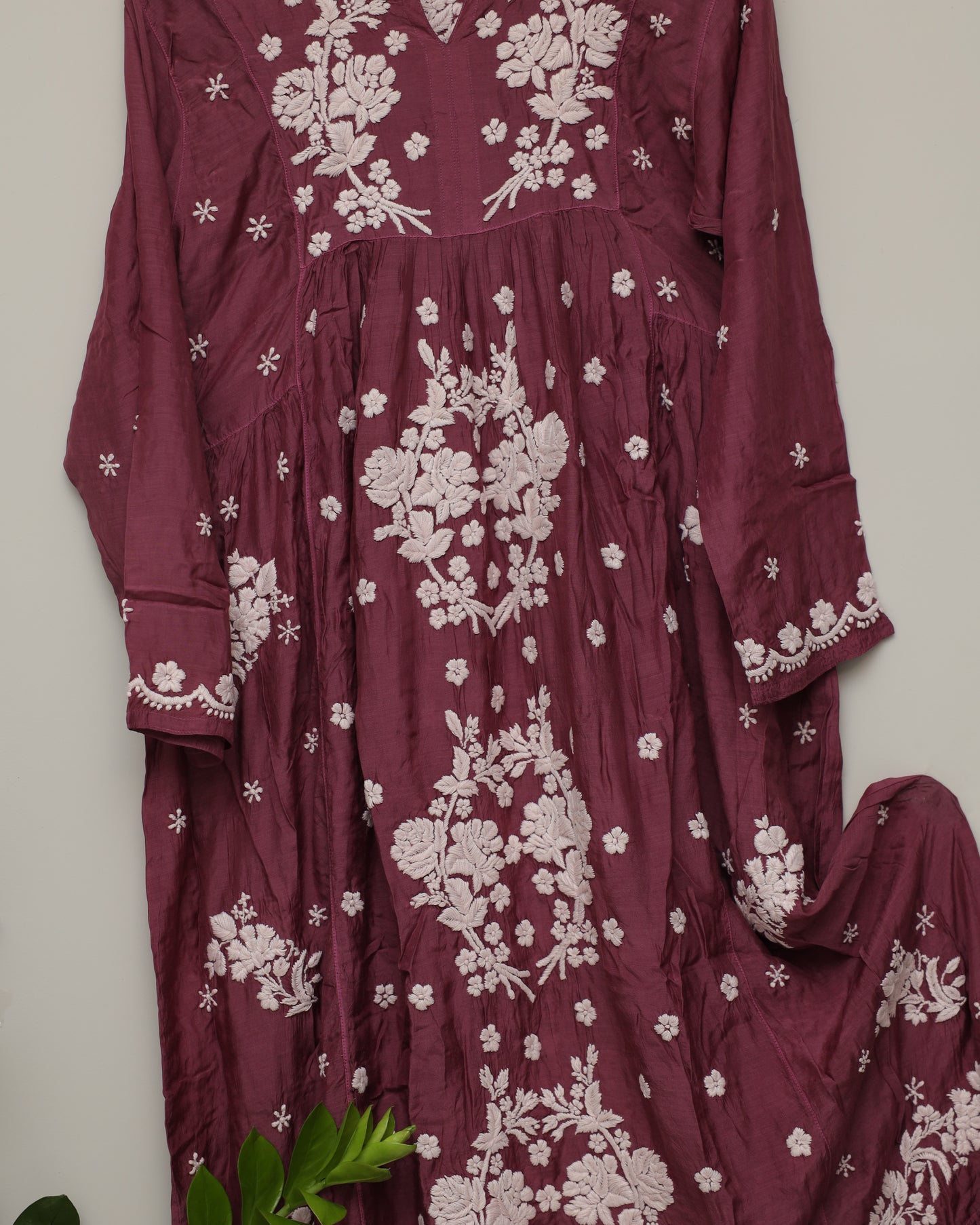 Seemless work Front & Back gown style kurti with frill bottom