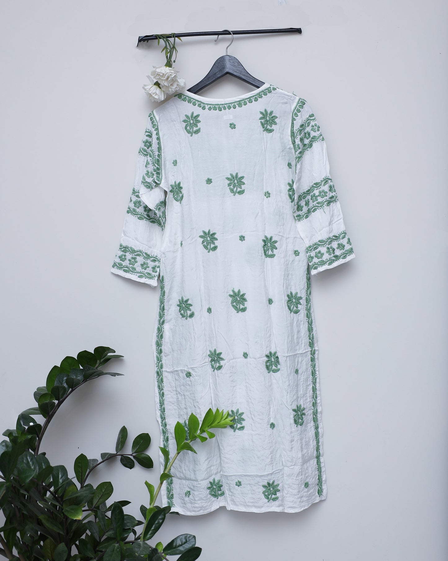 Minty white Green Silk Kurti