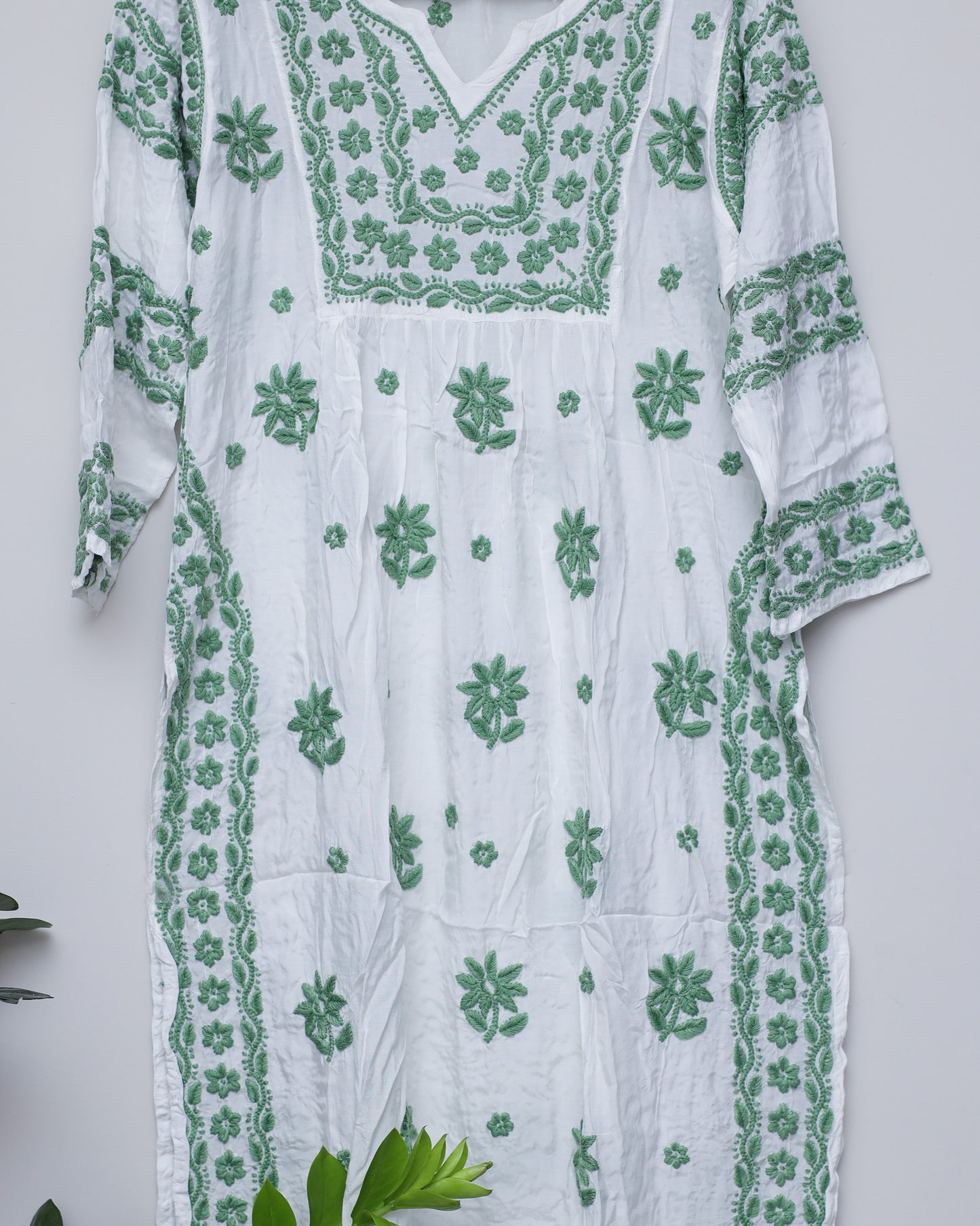 Minty white Green Silk Kurti