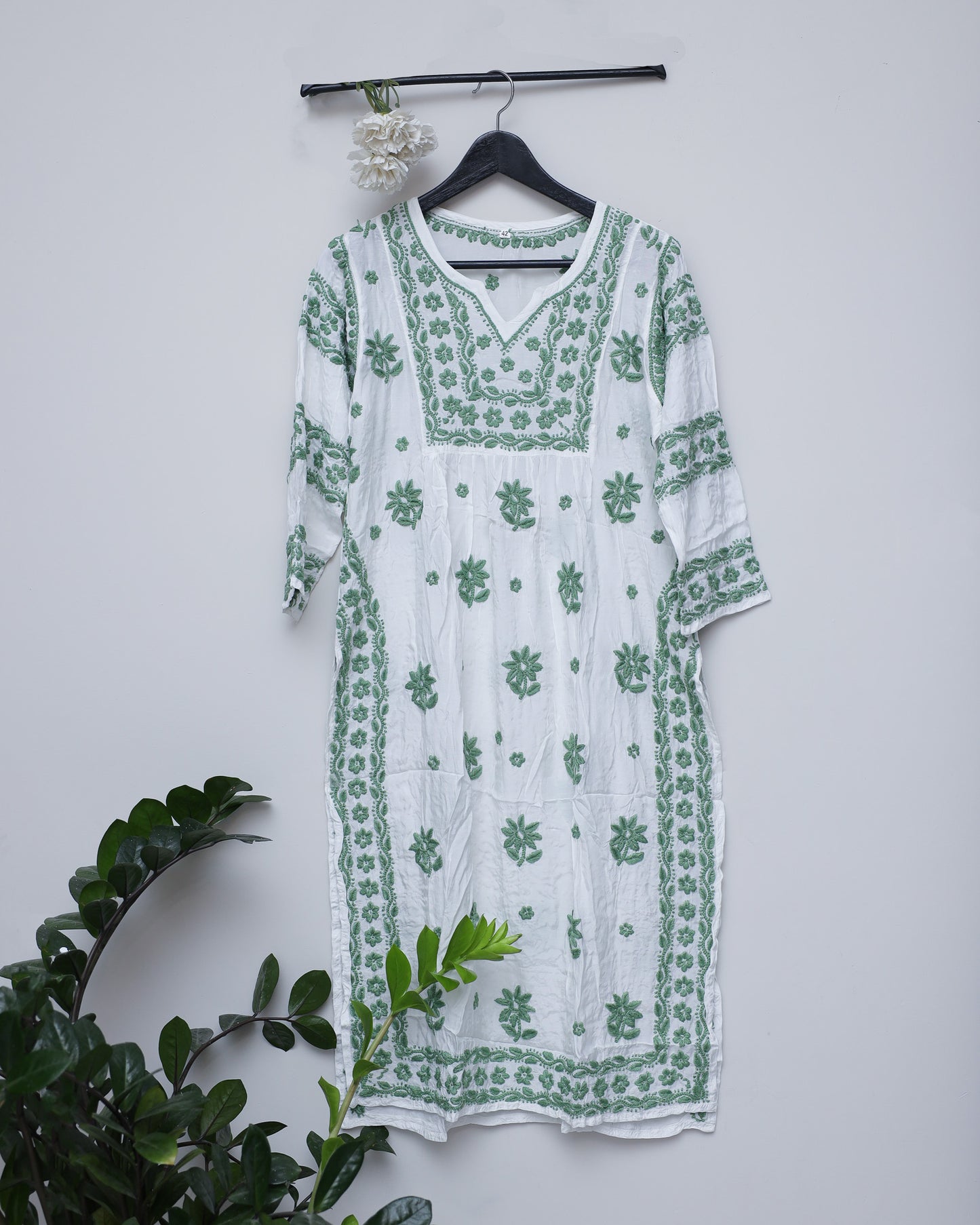 Minty white Green Silk Kurti