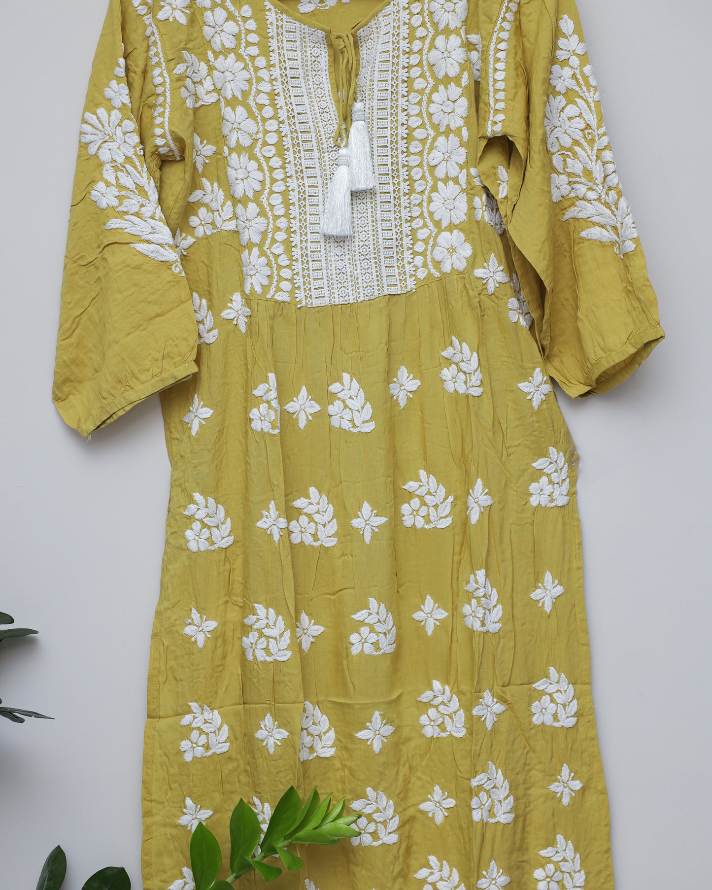 Chikankari with lace work