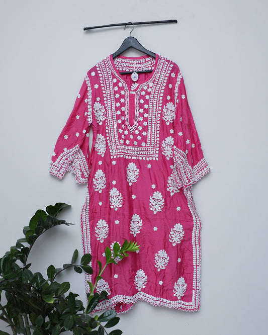 Cut Sleeves, full borders with white thread hand work explicitly woven