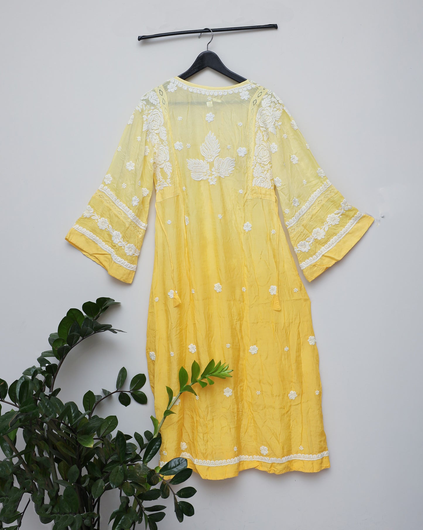Dual tone yellow with white handwork & loose sleeve