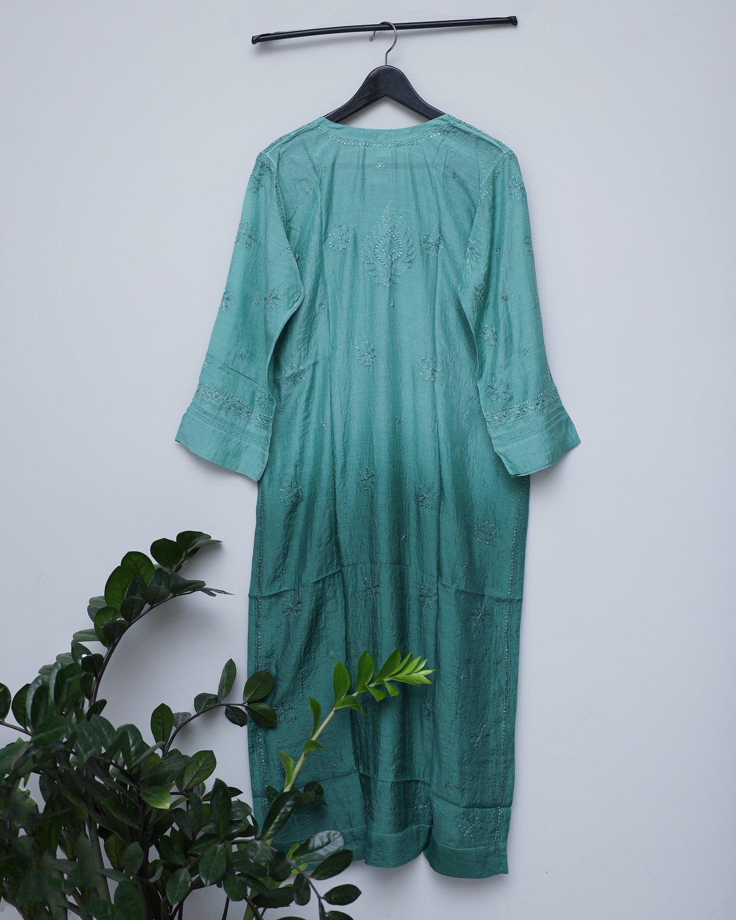 Straight length full green with green thread work