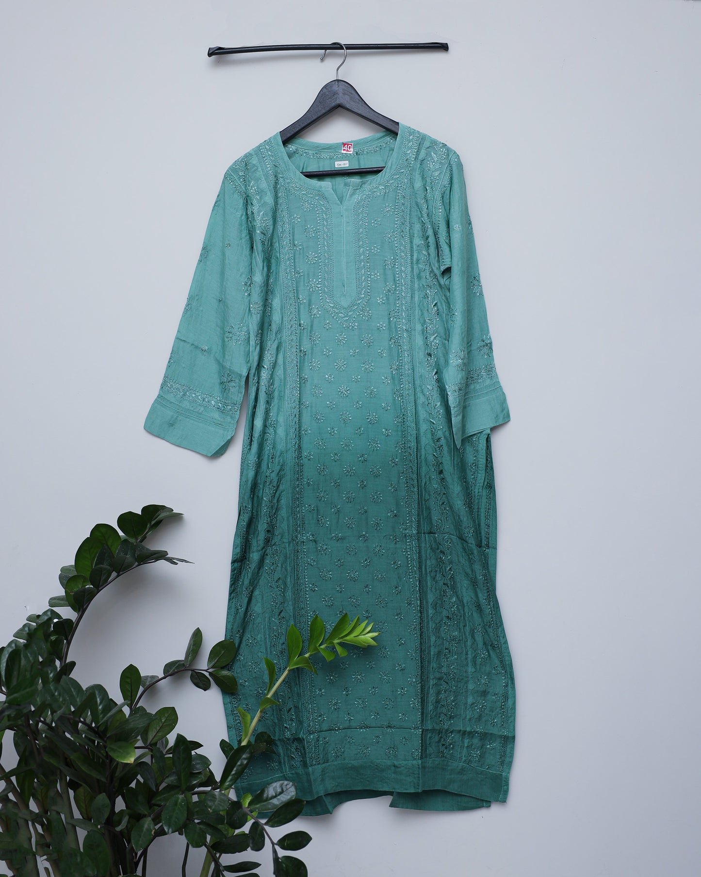Straight length full green with green thread work